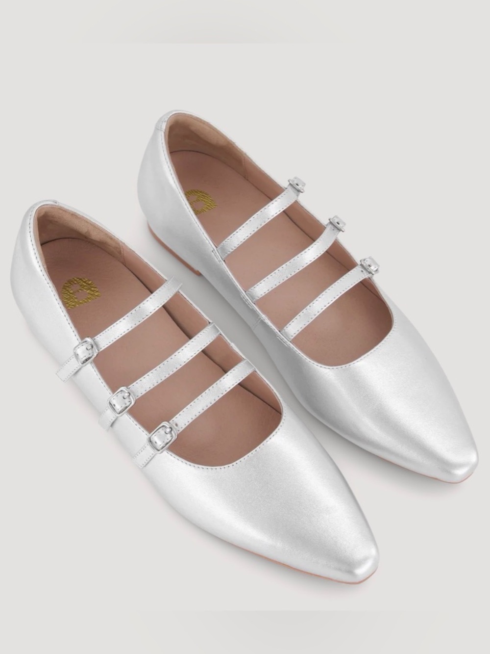 BARED Partridge 2 Silver Leather Ballet Flats